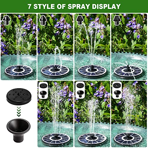 Yzert Solar Fountain with 2000 mAh Battery Backup Works in Cloudy, Glass Solar Powered Bird Bath Fountains with 7 Nozzles, 3.5 W Solar Fountain Pump for Birdbath,Garden, Outdoor, Pond - color: White