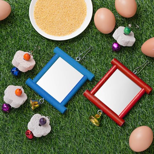 Sumind 2 Pieces Chicken Mirror Toys, Red, Blue, 3.94 x 3.94 Inches | Clip on Wide Brim Golf Visors, Adjustable Elastic Headband Sun Hat, Lightweight Sport Cap for Summer Outdoor Activities Women - color: Red,Blue, size: 3.94 x 3.94 Inches