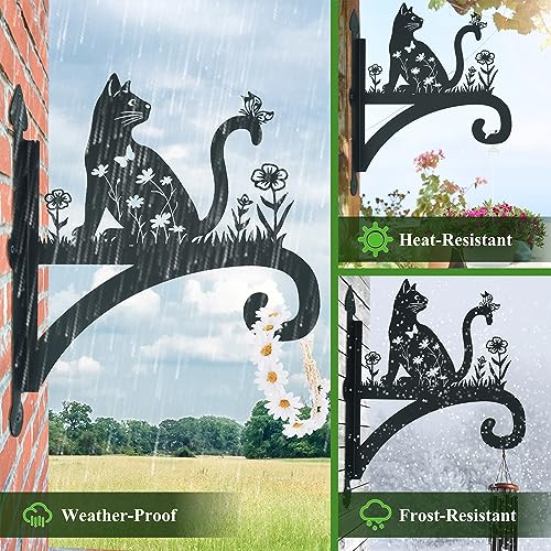 Plant Hangers Outdoor Heavy Duty Iron Decorative Cat Silhouette Plant Hooks for Hanging Baskets 11 inch Hanging Plant Bracket Wall Hooks for Flower Pot Lantern Bird Feeder Wind Chimes - color: Cat