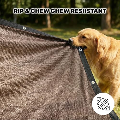 Amgo 90% UV Block Sun Shade Cloth for Dog Kennel Cover, 2' x 3' Brown Pet Playpen Sunshade with Grommets, Durable Mesh Tarp for Crate, Patio, Stable,Chicken Coop & Outdoor Privacy Screen. - color: Brown, size: 2' x 3' Custom Size