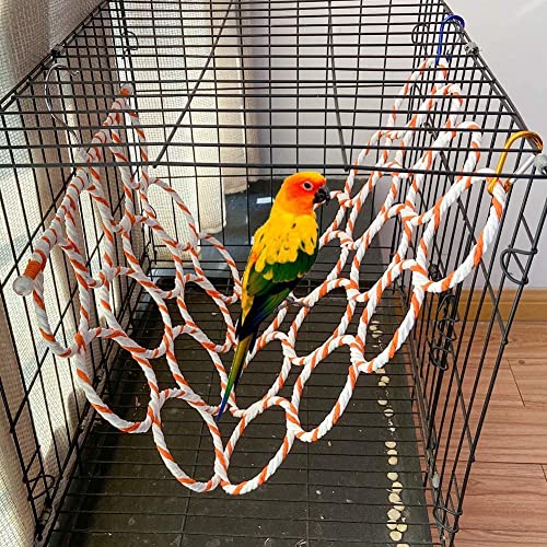 2 Pcs Bird Swing Climbing Rope Net Toys 14" x 24" Parakeet Hemp Rope Perch Swing Ladder Bridge Hanging Hammock Small Animal Activity Toy for Parrot Lovebirds Hamster Mice Rat Ferret (Random Color) - size: 2Pcs
