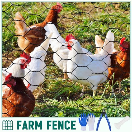 GlikCeil 48 in X 200 ft Chicken Wire Fencing Mesh, Metal Floral Chicken Wire for Floral Arrangements, 0.6 Inch Hexagonal Galvanized Poultry Netting for Garden, Coop Barrier, Duck Rabbit Cage(Black) - color: Black, size: 48 in X 200 ft