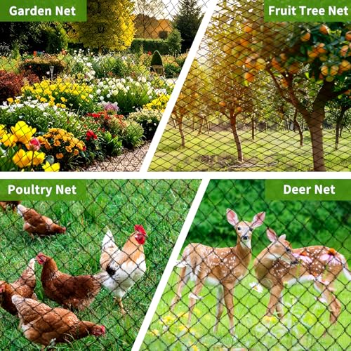 Bird Netting for Garden Protection - 13 x 40 FT Heavy Duty Poultry Bird Netting for Chicken Coop with Ties & Staples, Garden Net Mesh for Fruit Trees Plants Vegetables Against Birds Deer