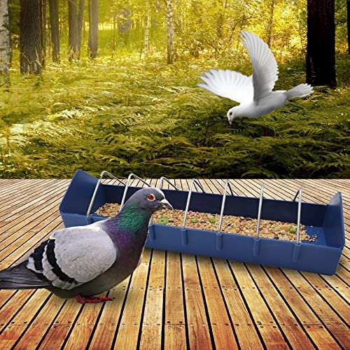2PCS Pigeon Feeder, Bird Dispenser Slot Container, Poultry Plastic Thick Trough Dish Less Waste with Removable Steel Wire Partition for Pigeons Quails Birds Chicks Ducklings - size: L:15.7 x 4 x 3 inches