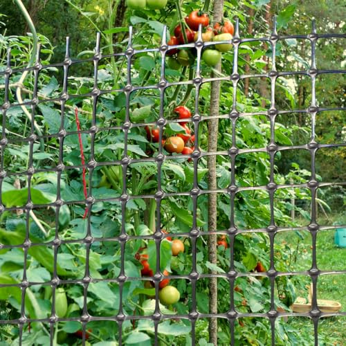 Heavy Duty Plastic Fence Roll 55" x 50' - 0.8x0.8 Inch Chicken Wire Mesh, Reusable Fencing for Garden, Rabbit/Poultry Protection, Balcony & Plant Defense (Black) - size: 55" x 50'