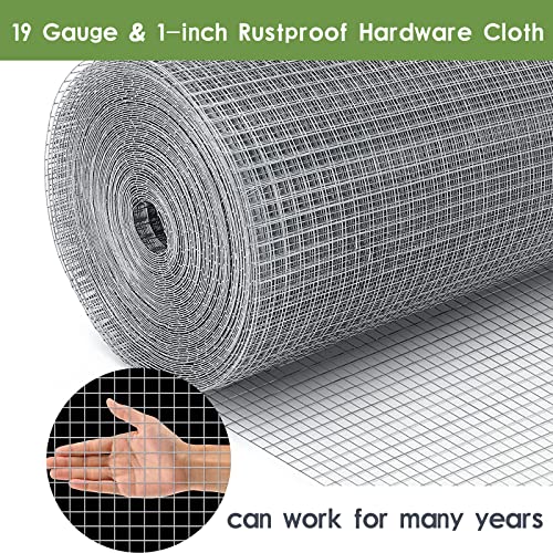 Tongmo 24" x 100' Hardware Cloth, 1inch Mesh Galvanized Chicken Wire Fence, 19 Gauge Welded Wire Roll,Garden Fence, Poultry Netting for Rabbit/Duck/Chicken Coop