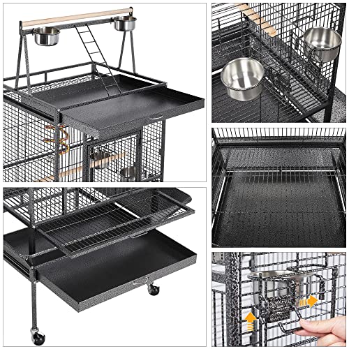 Yaheetech 68-inch Rolling Play Top Large Parrot Bird Cage for African Grey Cockatiel Conure Lovebird Parakeet Budgie