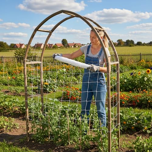 2 Pcs Garden Netting Set Trellis Netting Heavy Duty Polyester 5 x 30ft and Garden Cover Mosquito Bird Mesh 10 x 33ft for Vegetables Fruits Protection, Climbing Plants Grow