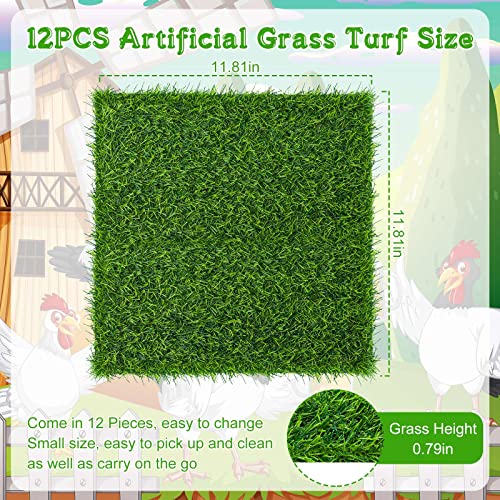 Zhengmy 12 Pcs Chickens Nesting Pads Set Nest Box Bedding Washable Nesting Pads for Chicken Coop, Artificial Grass Rug Carpet Synthetic Turf Mat, 12 x 12 x 1.2 Inches(Green) - color: Green