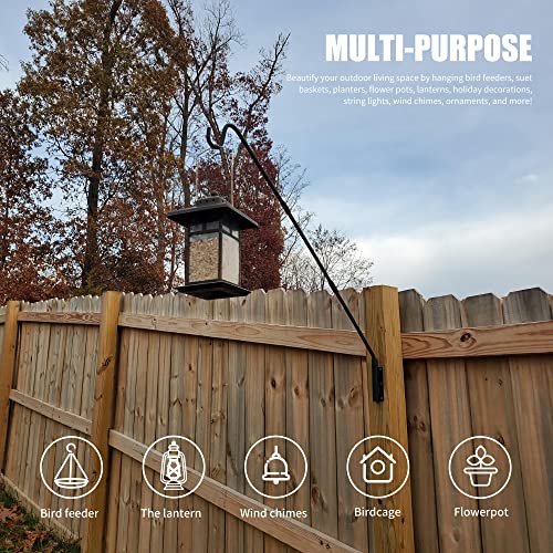 Juegoal 2 Pack Heavy Duty Deck Hook, 25 Inch or 36 Inch Wall Mounted Extended Reach Deck Hook Wall Pole Plant Bracket for Hanging Bird Feeder, Plants, Suet Baskets, Lanterns, Wind Chimes - size: 2 Pack