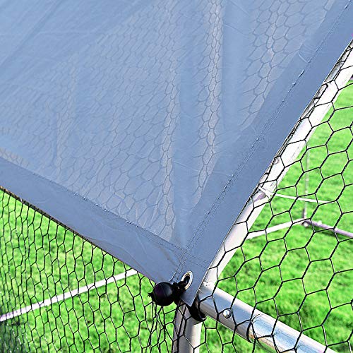 Giantex 9.2ft Large Metal Chicken Coop, Walk-in Chicken Coops Hen Run House Shade Cage with Waterproof and Sun Protection Cover for Outdoor Backyard Farm Use Poultry Cage (9.2 x 6.2 ft, Flat) - size: 110.5"L x 75.0"W x 77.0"H