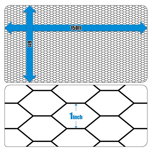 Fencer Wire 20 Gauge Black Vinyl Coated Poultry Hex Netting with 1 inch Mesh (6 ft. x 150 ft.) - size: 6 ft. x 150 ft.