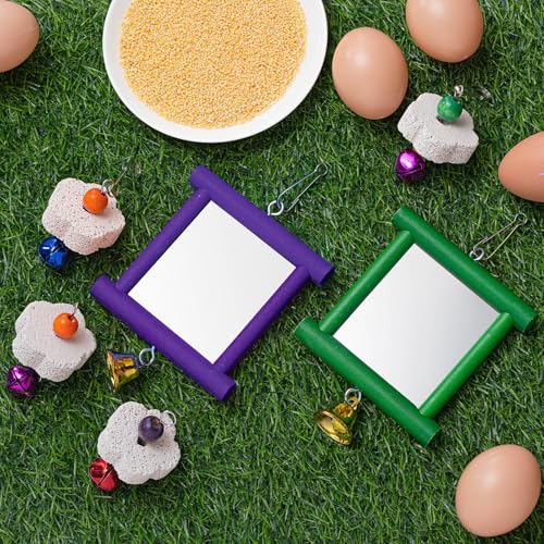 Sumind 2 Pieces Chicken Mirror Toys, Green, Purple, 3.94 x 3.94 Inches | Clip on Wide Brim Golf Visors, Adjustable Elastic Headband Sun Hat, Lightweight Sport Cap for Summer Outdoor Activities Women - color: Green,Purple, size: 3.94 x 3.94 Inches