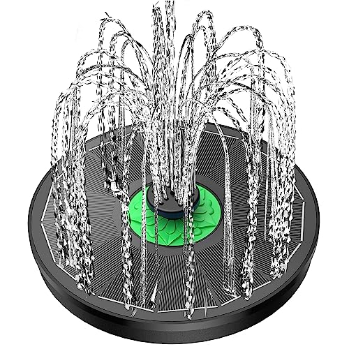 Yzert Solar Fountain Full Glass Panel No Battery, 3.5W Solar Bird Bath Fountains with 4 Fixed Rods & 7 Nozzles, Solar Fountain Pump for Bird Bath, Garden, Pond, Pool, Patio -Black Panel - color: Green Flower Black Panel