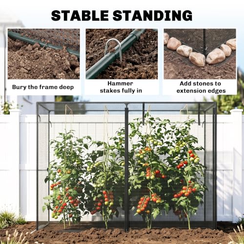 Outsunny 6' x 3' x 5' Crop Cage, Plant Protection Tent, Black | Zippered Doors, for Vegetable Garden Backyard Outdoor Use