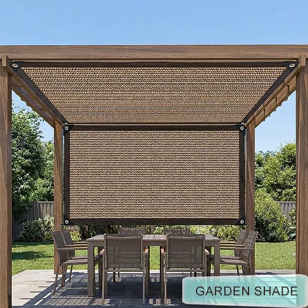 Shade Cloth Garden Plants,70% Sunblock Shade Neting - Mesh Tarp with Grommets for Patio Plants Greenhouse Kennel Porch Pergola Sun Protection Neting Cover, Brown 6x8FT - size: 6×8FT