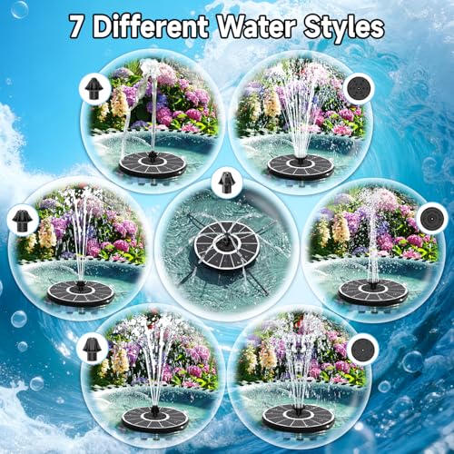 Yzert Solar Fountain, 3-Level Adjustable Water Height, 3.5W Glass Powerful Outdoor Fountain Pump with Rotating Rods & 7 Nozzles for Bird Bath, Garden, Pond, Patio, Flower Pot (2026 Model,White) - color: White