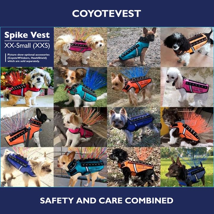 CoyoteVest SpikeVest Dog Harness, Made in the USA, XXS-Yellow | Stab-Resistant Protective Vest | Coyote Vest for Dogs | Defends Against Coyotes, Dogs, Birds of Prey | Reflective Safety - color: Yellow, size: XX-Small