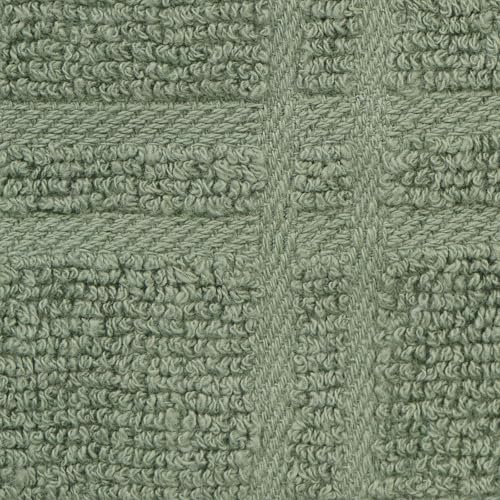 Ritz Premium 100% Cotton Solid and Multi Check Kitchen Tie Towel Absorbent, Super Soft, and Fast Drying Hang Towel, Set of Three, Juniper - color: Juniper, size: Solid & Check, 3-Pk