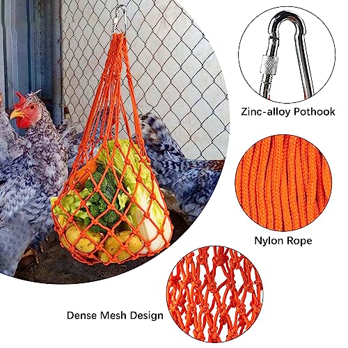 4Pcs Chicken Vegetable String Bag Poultry Fruit Holder Chicken Cabbage Feeder Treat Feeding Tool with Hook for Hens Chicken Coop Toy for Hen Goose Duck - color: Multicolor