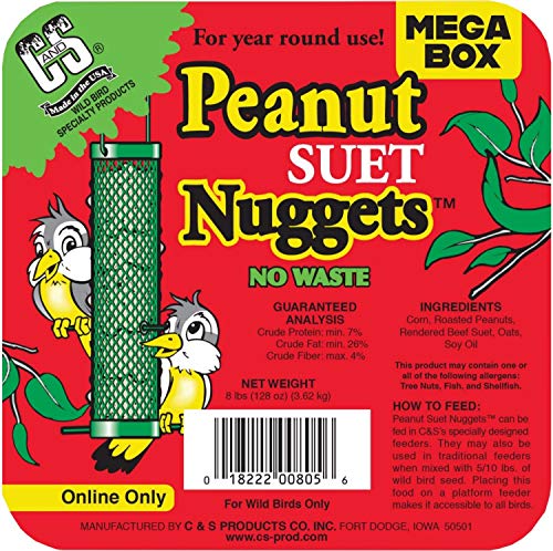 C&S Wild Bird Peanut Suet Nuggets Mega Box, 8 Pounds (Pack of 2) - size: 8 Pound (Pack of 2)