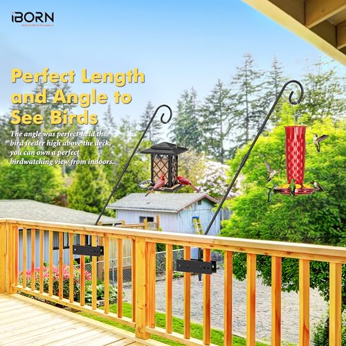 iBorn Fence Deck Hook Rail Heavy Duty Hummingbird Feeder Hanger 28 Inch Railing Hanging Hook for Bird Feeder, Suet Baskets, Planters, Wind Chimes, Solid Wire, 180 Degree Rotary, 1 Pack - style: 28" Fence Railings Hook,1 Pack