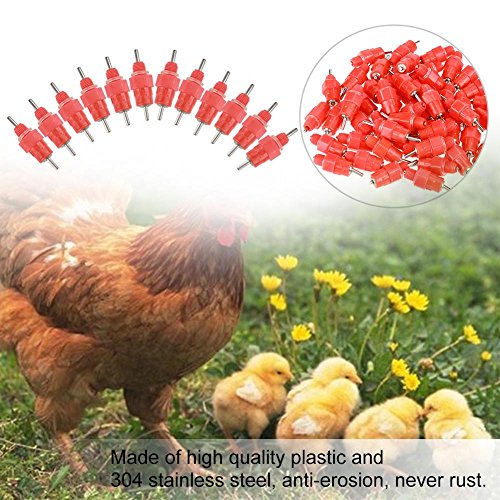 50Pcs Chicken Nipple Feeder, Automatic Chicken Waterer Nipple Drinker Feeders, Water Drinker Duck Hen Poultry Drinker, Fowl Drinker Kit for Chicken Quail Duck