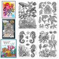 CHGCRAFT 4 Pcs Ocean Theme Pattern Clear Stamps Turtle and Octopus Silicone Stamp Seal for DIY Scrapbooking and Card Making Paper Craft Decor 6.3 × 4.3 Inch - style: Ocean Theme
