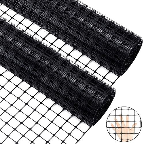 Windyun 2 Roll Plastic Mesh Fence, Black Safety Temporary Garden Fencing Animal Barrier Netting for Animal Deer Rabbit Chicken Dog Poultry Construction Snow Fence Patio(100 ft) - size: 100 ft