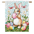 Easter Bunny Garden Flag for outside 28x40 Double Sided Stained Glass Rabbit Flag Easter Egg House Flag Lily Spring Outdoor Flag Large - color: easterbunny