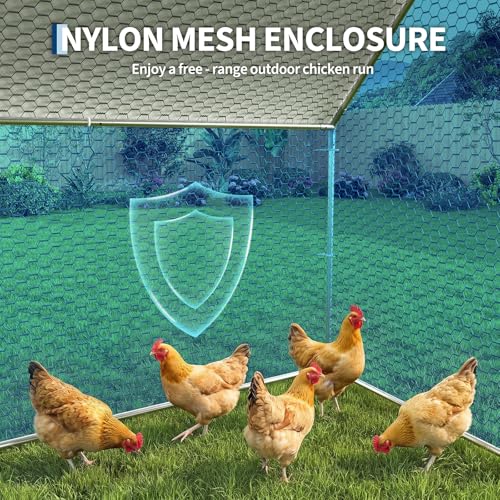 Garvee Large Metal Chicken Coop, Chicken Run for 10/20 Chickens, Outdoor Walk in Poultry Cage with Anti-UV Cover and Waterproof, 13.12 x 9.84 x 6.56 ft