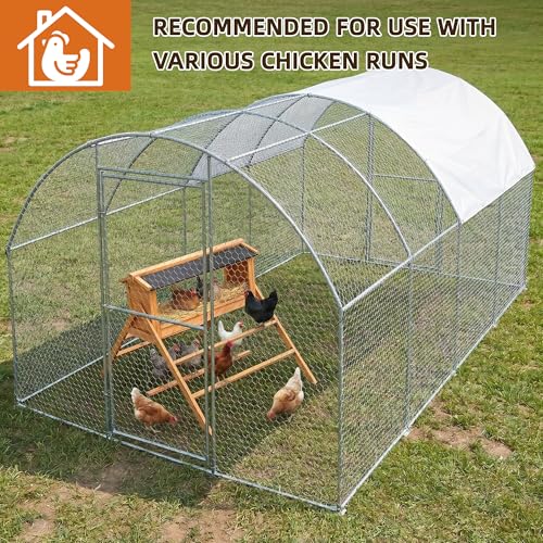 Solid Wood Chicken Coop Accessories with Nesting Box for 4-6 Hens - A-Frame Outdoor Chicken Perch, Weather-Resistant Asphalt Roof, Backyard Chicken Roosting Bars