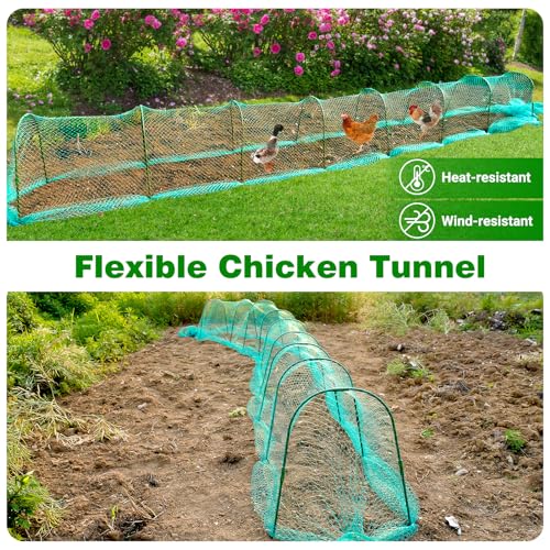 UNIFAMILY Chicken Tunnel, Chicken Coop Run, 157×31 Inches Chicken Tunnels for Outside Yard, Easy Installation Tunnel Runs Suitable for Chick, Duck, Rabbit, Large, Green