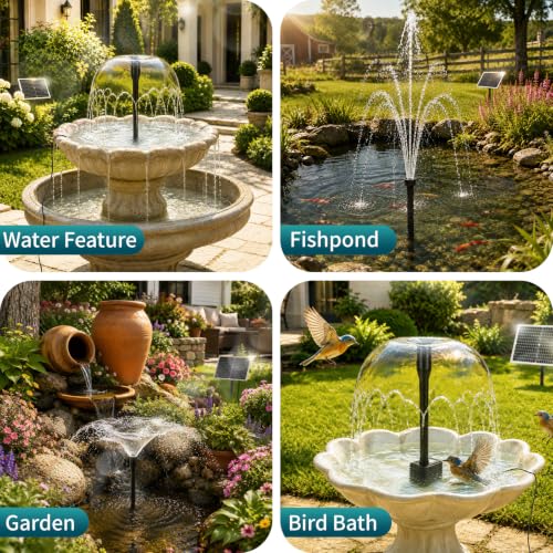 25W Solar Fountain Pump with 16.4FT Extra-Long Cable for Garden | Upgraded Solar Powered Water Fountain with High‑Efficiency Solar Panel & 3 Adjustable Nozzles for Bird Bath, Pond, Outdoor - color: 25w Solar Fountain