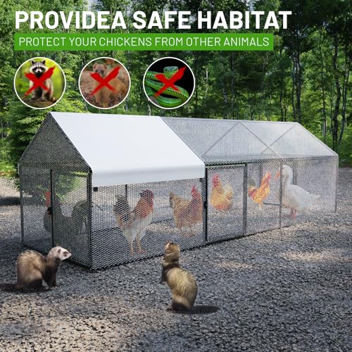 NUGRIART Metal Chicken Coop 79"×40"×40" Chicken Run with Waterproof Cover Portable Poultry Cage Walk in Hen House Outdoor Backyard Farm Animal Enclosure Crate Pet Playpen Exercise Pen for Rabbit Duck - size: 79.0"L x 40.0"W x 40.0"H