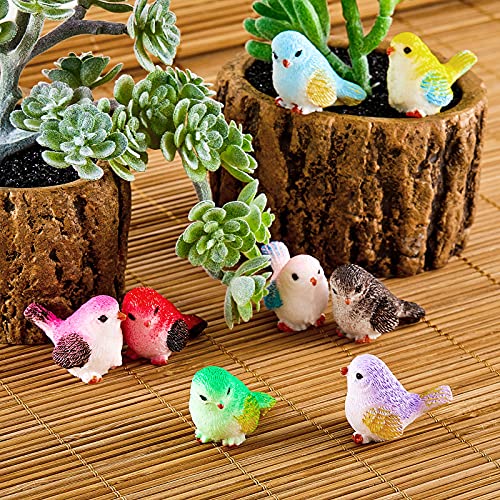 Skylety 16 Pieces Miniature Bird Figurines Dollhouse Simulation Decorative Bird Figures Cute Animal Model for Garden, Miniatures Moss Decoration, Micro Landscape