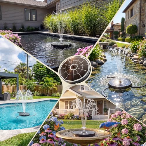 AISITIN 3.7W Solar Bird Bath Fountains with Upgraded 6.3" Glass Panel | Solar Water Fountain Pump with Integrated Bracket & Storage Design for Garden, Pond, Aquarium and Outdoor Use