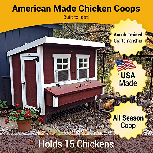 OverEZ Classic Large Chicken Coop for Up to 15 Chickens - Nesting Box - Large Bird, Poultry and Hen House Made from Wood, Made in USA - color: Classic