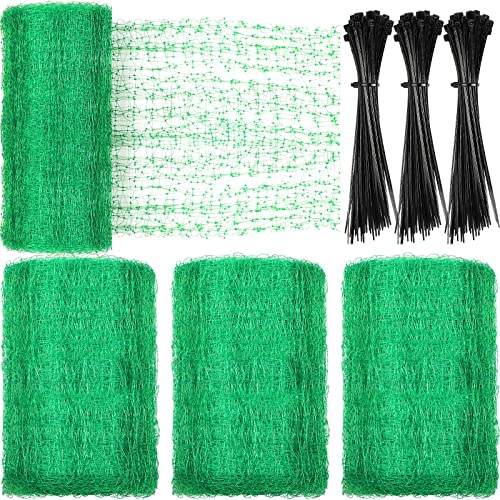 Woanger 3 Pack Deer Fence Netting Bird Netting Garden Net with 150 Pcs Cable Ties for Bird Protect Plants, Vegetables Against Birds Fruit Trees Deer Squirrel Rabbit and Other Animals (Green,7x100 ft) - color: Green