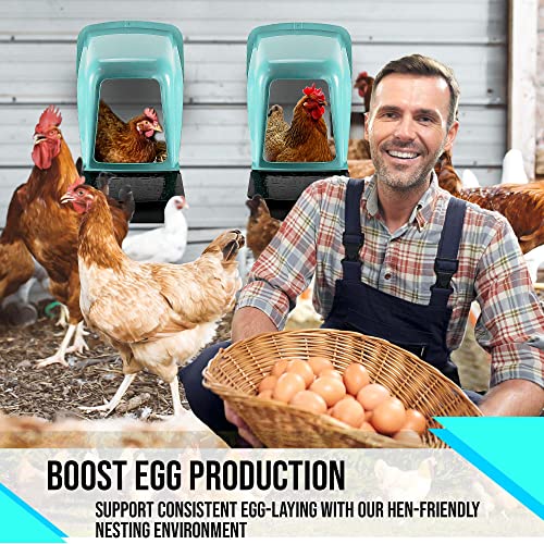 Nesting Boxes for Chicken Coops | Roll Away Hen House for Laying Eggs | Durable Plastic Chick Brooder Box with Perch & Pull Out Egg Tray for Poultry Farm | Chicken Coop Accessories (Pack of 5)