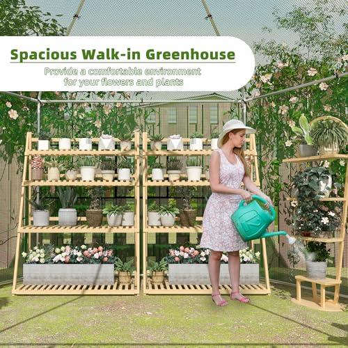 MU 7x7x7.6 FT Greenhouses for Outdoors, Heavy-Duty Green House for Outside, Walk in Winter Greenhouse with 180g Double Layer PE Cover, Ground Stakes, Great for Garden/Patio/Backyard