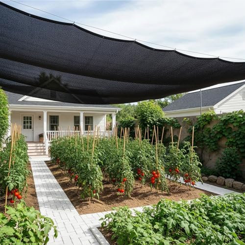 SUNNY GUARD Sun Shade Cloth, 6 x 8 FT Black HDPE Mesh | 85-95% Breathable shade cover creates a cooler space for plants, vegetables, greenhouses, patios, chicken coops, and kennels - color: 90 SHADE-BLACK, size: 6 FT x 8 FT