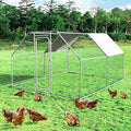 Giantex 12.5ft Large Metal Chicken Coop, Walk-in Chicken Coops Hen Run House Shade Cage with Waterproof and Sun Protection Cover for Outdoor Backyard Farm Use Poultry Cage (12.5 x 9.2 ft, Flat) - size: 150.0"L x 110.5"W x 77.0"H