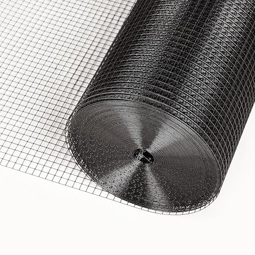 19 Gauge 1/2 inch 48inch×100.1ft Black Hardware Cloth Chicken Wire Fence, Galvanized Steel Vinyl Coated Wire Mesh Roll Supports Poultry Netting Cage Fence - size: 1/2inch 48"x100'