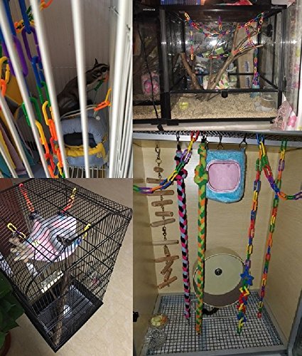 100 Piece Plastic C-Clips Hooks Chain Links C-Links Rat Parrot Bird Toy Cage