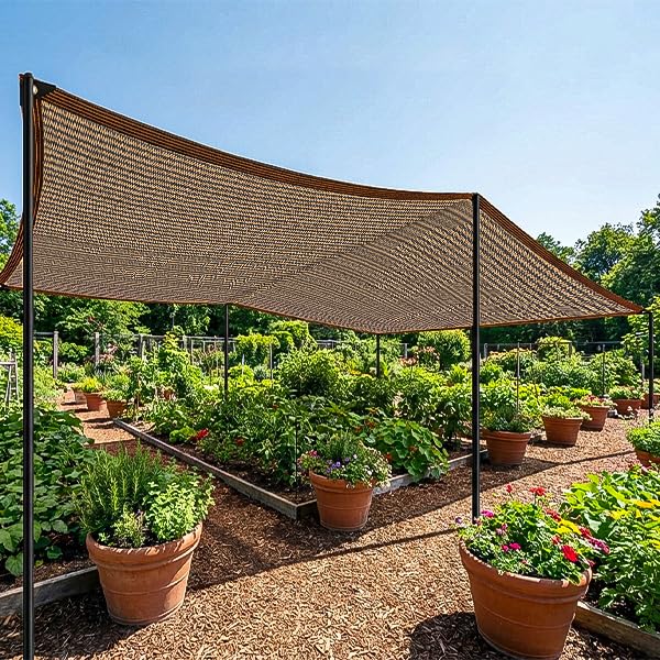 70% Shade Cloth - Sun Shade Cloth Mesh Tarp with Grommets Pergola Shade Cover Canopy, Mesh Tarp Sun Screens for Patio, Outdoor, Garden, Backyard [Brown 3x16FT] - size: 3×16FT