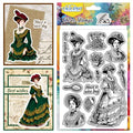 CHGCRAFT Retro European Woman Clear Stamps Victorian Lady Transparent Stamps Female Silicone Clear Stamp Seals for DIY Scrapbooking Photo Album Decoration, 4.3×6.3 inch - style: European Woman
