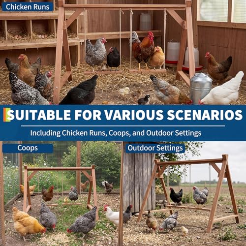Garvee Chicken Roosting Bars for Coop Accessories, Chicken Perches with Swing for 6-8 Chickens, Wooden Chickens Perch for Pet's Healthy & Happy, Easy to Assemble & Clean