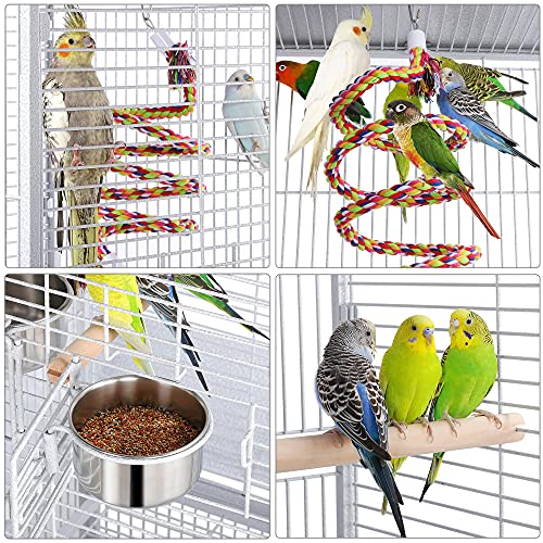 Yaheetech Wrought Iron Bird Cages, Play Top Large Aviary with Stand for Cockatiel Parrot Sun Parakeet Conures Lovebird Budgie Finch African Grey White, 61-inch - color: White