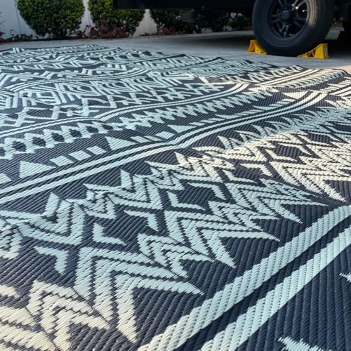 Black & Cream 8x12 Indoor/Outdoor Mat - color: Black & Cream, style: 8' x 12'